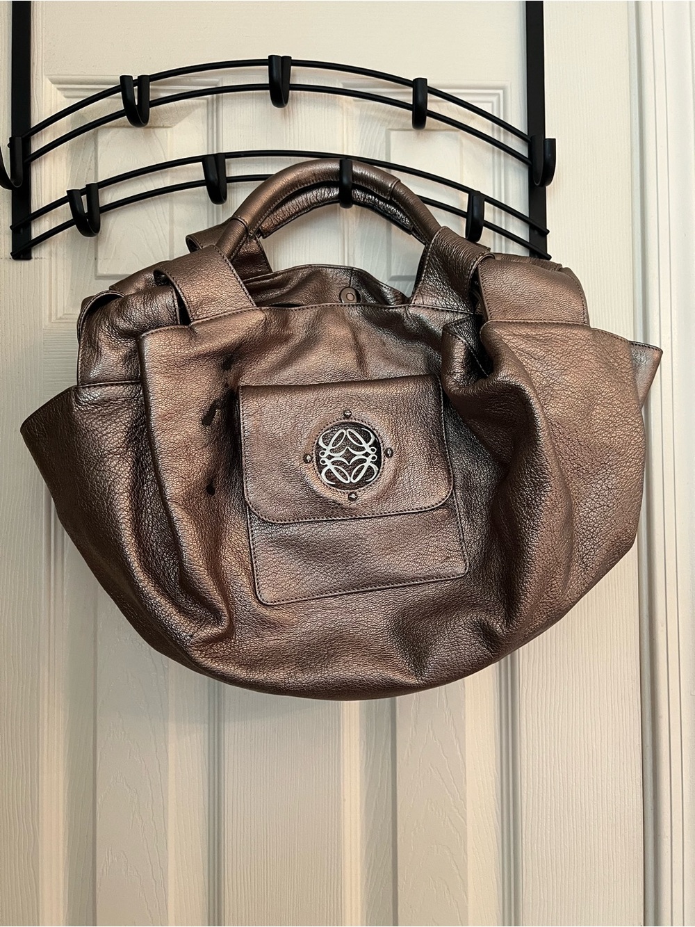 Loewe metallic nappa leather anagram bronze